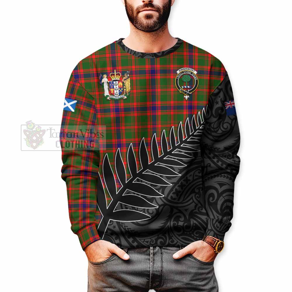 Kinninmont Crest Tartan Sweatshirt with New Zealand Silver Fern Half Style - Tartan Vibes Clothing