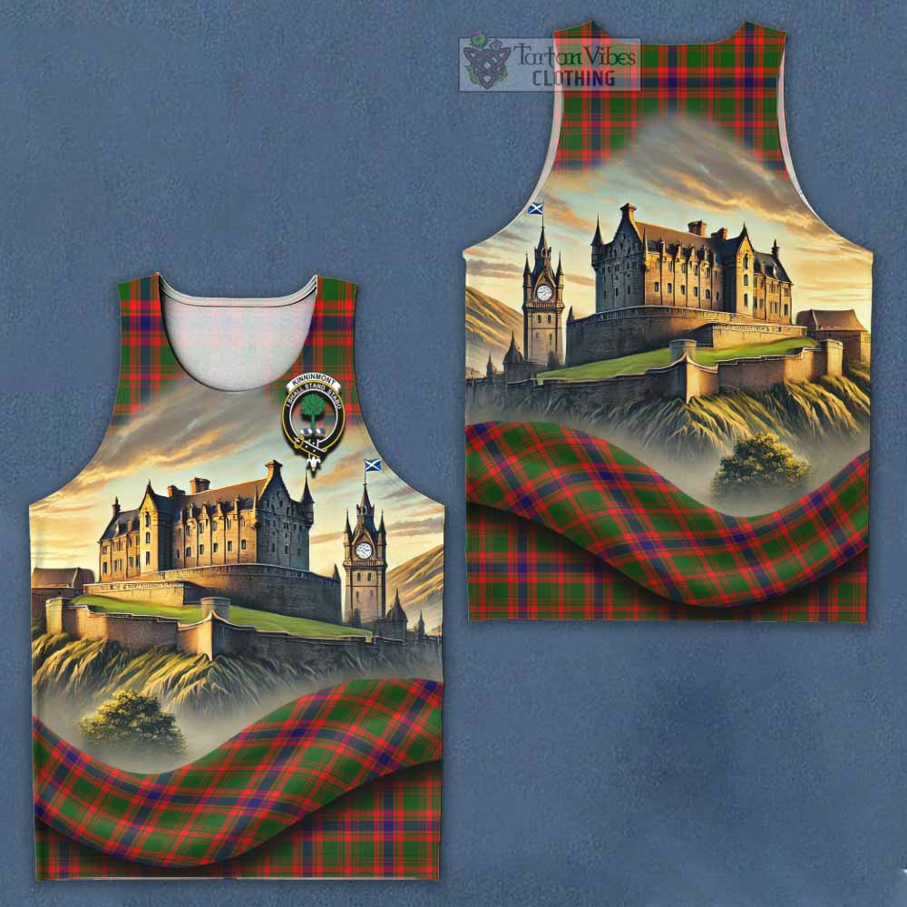 Kinninmont Tartan Family Crest Men's Tank Top with Scottish Ancient Castle Style - Tartan Vibes Clothing