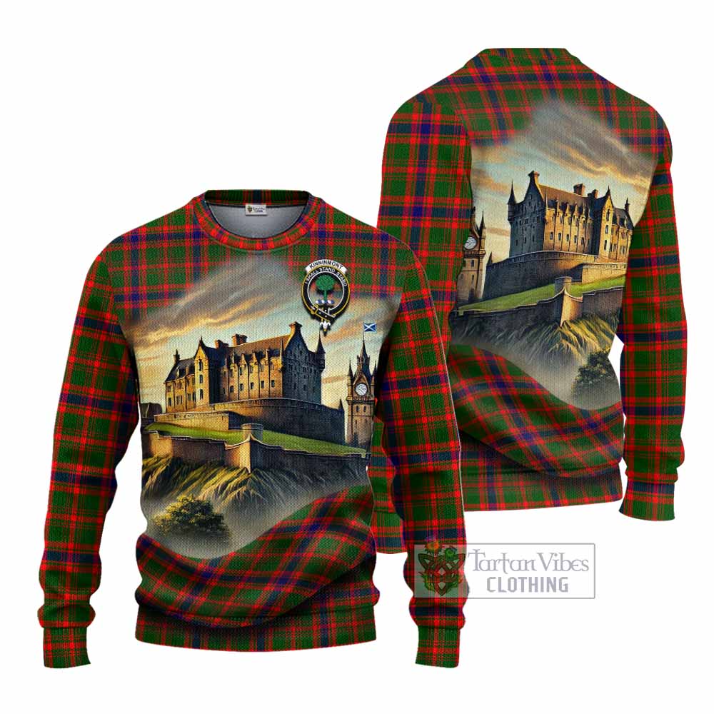 Kinninmont Tartan Family Crest Knitted Sweater with Scottish Ancient Castle Style - Tartan Vibes Clothing