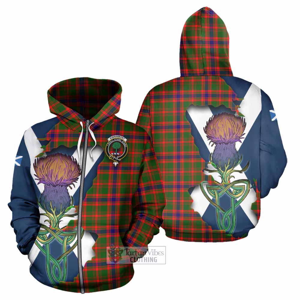 Kinninmont Tartan Family Crest Hoodie Scottish Thistle Celtic Inspired Zip Hoodie - Tartan Vibes Clothing