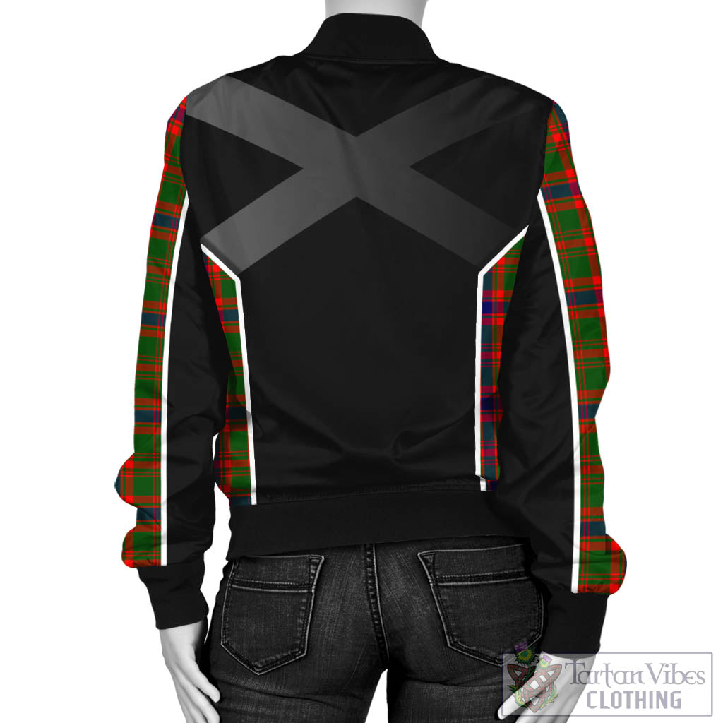 Kinninmont Tartan Bomber Jacket with Family Crest and Scottish Thistle Vibes Sport Style - Tartan Vibes Clothing