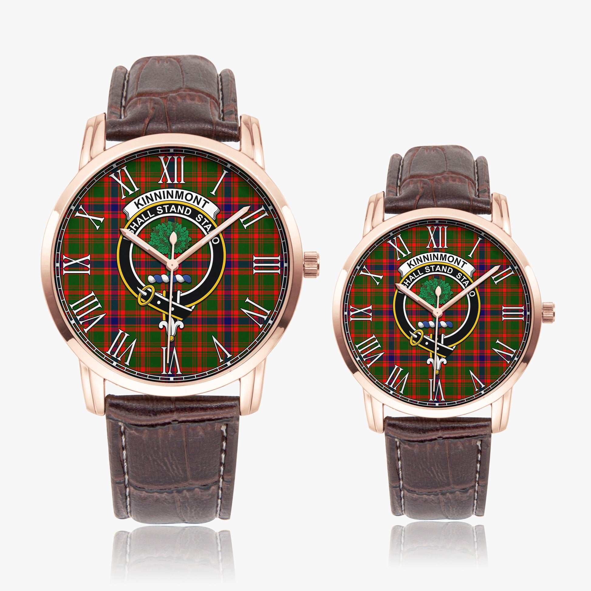 Kinninmont Tartan Family Crest Leather Strap Quartz Watch - Tartan Vibes Clothing
