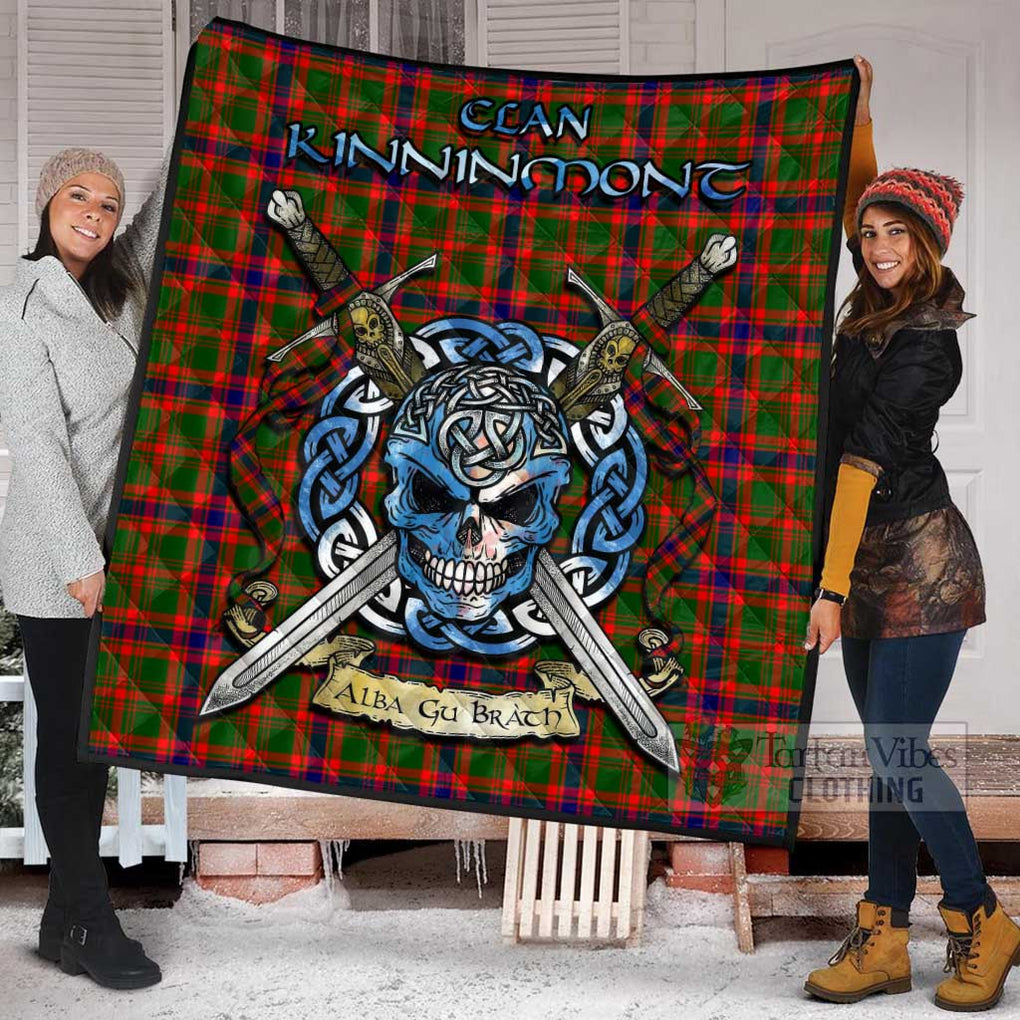 Kinninmont Tartan Quilt with Celtic Skull Alba Gu Brath Style - Tartan Vibes Clothing