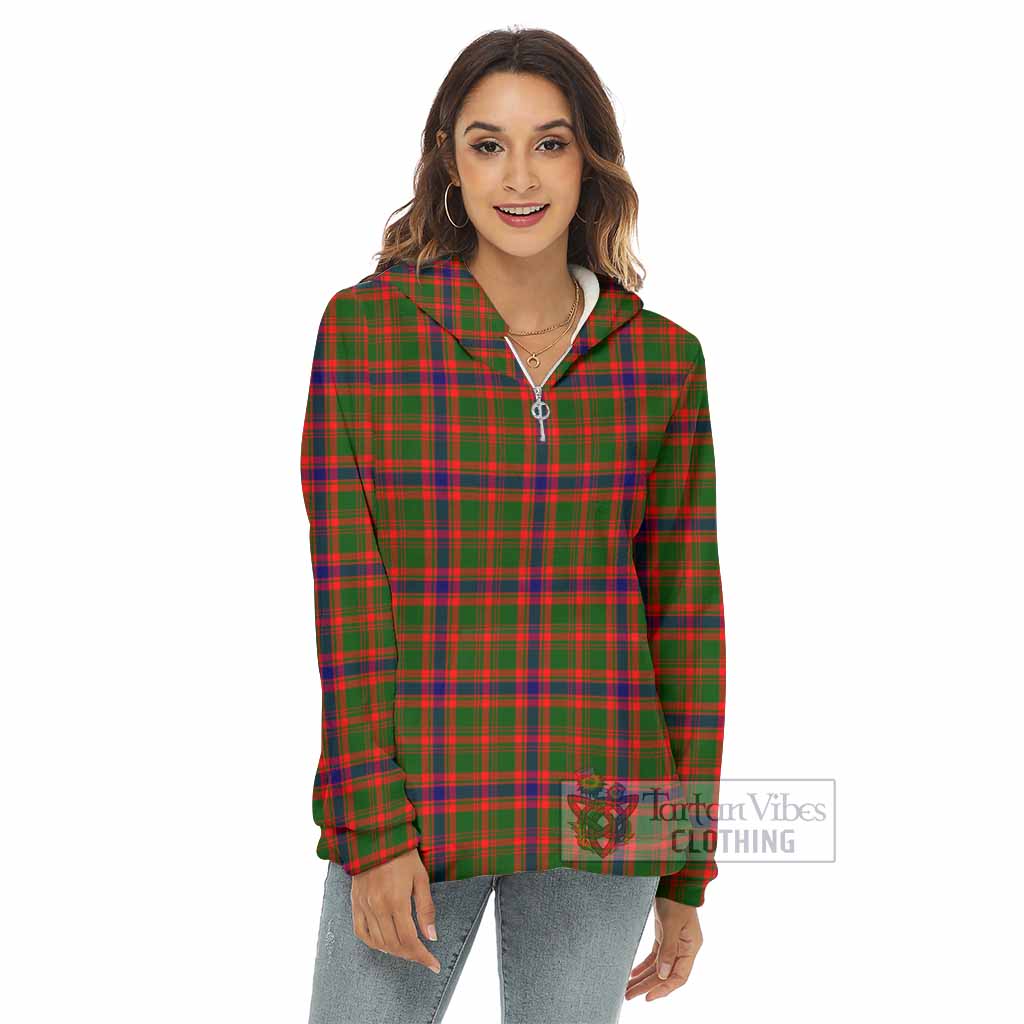Kinninmont Tartan Women's Borg Fleece Hoodie with Half Zip - Tartan Vibes Clothing