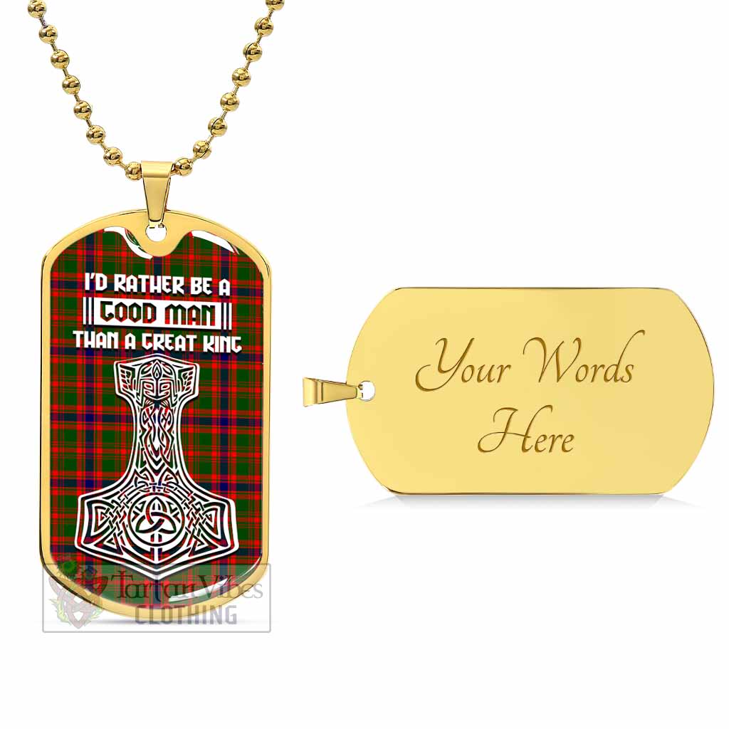 Kinninmont Tartan Dog Tag Necklace Viking Mjolnir Style Gold Yes - Tartan Vibes Clothing