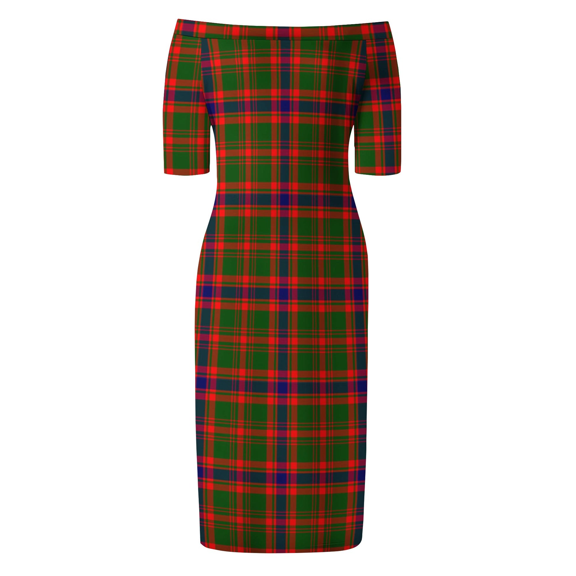 Kinninmont Tartan Off Shoulder Lady Dress - Tartan Vibes Clothing