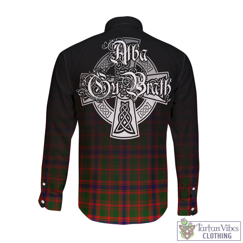 Kinninmont Tartan Long Sleeve Button Up Featuring Alba Gu Brath Family Crest Celtic Inspired - Tartan Vibes Clothing