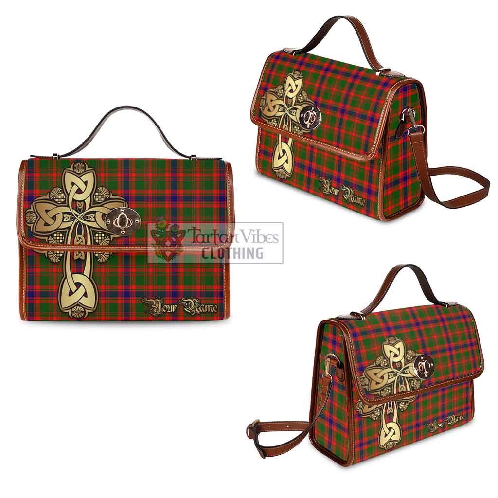 Tartan Vibes Clothing Kinninmont Tartan Waterproof Canvas Bag Golden Thistle Celtic Cross Style