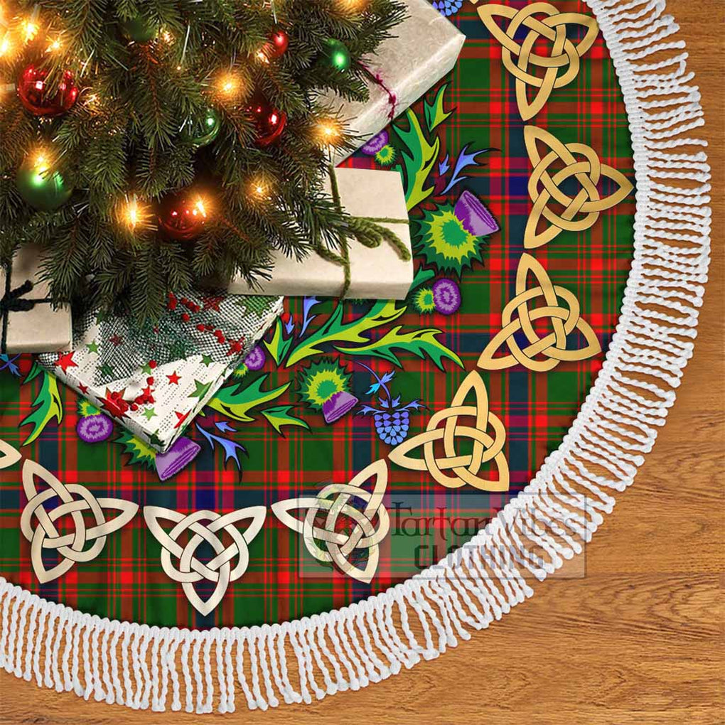 Tartan Vibes Clothing Kinninmont Tartan Christmas Tree Skirt with Thistle Celtic Knot Style