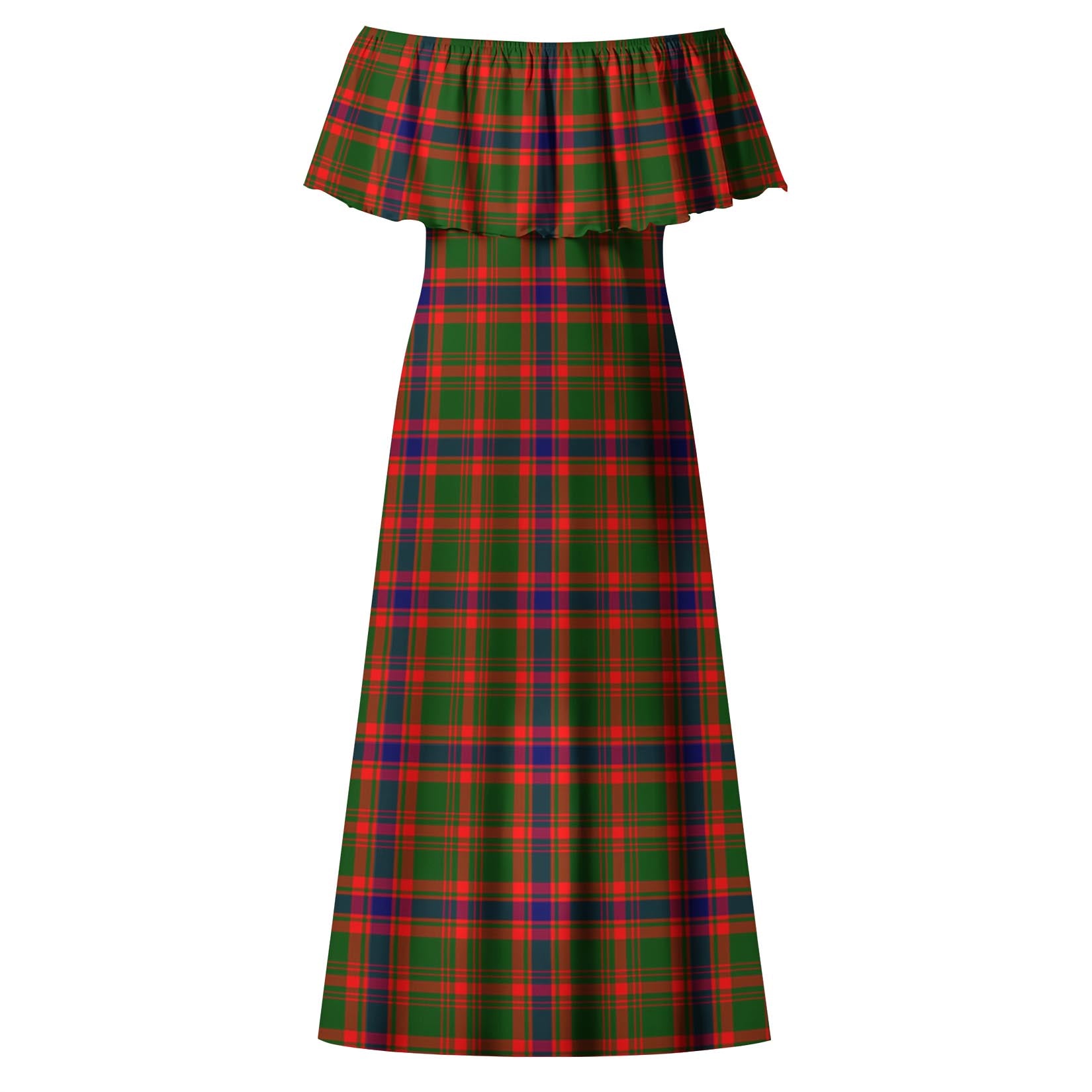 Kinninmont Tartan Off Shoulder Long Dress - Tartan Vibes Clothing