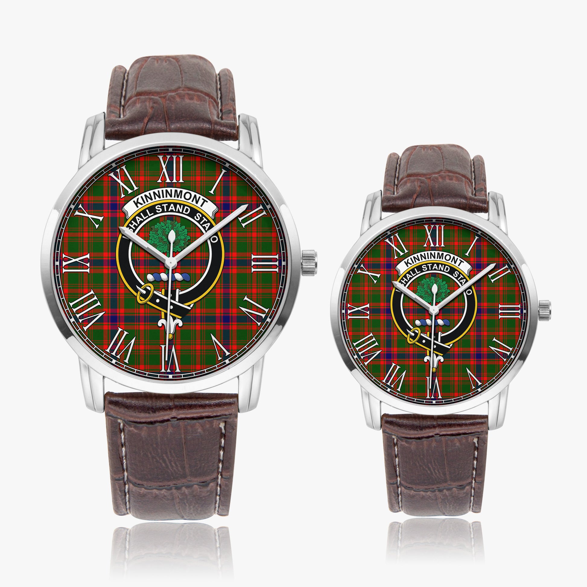 Kinninmont Tartan Family Crest Leather Strap Quartz Watch - Tartan Vibes Clothing