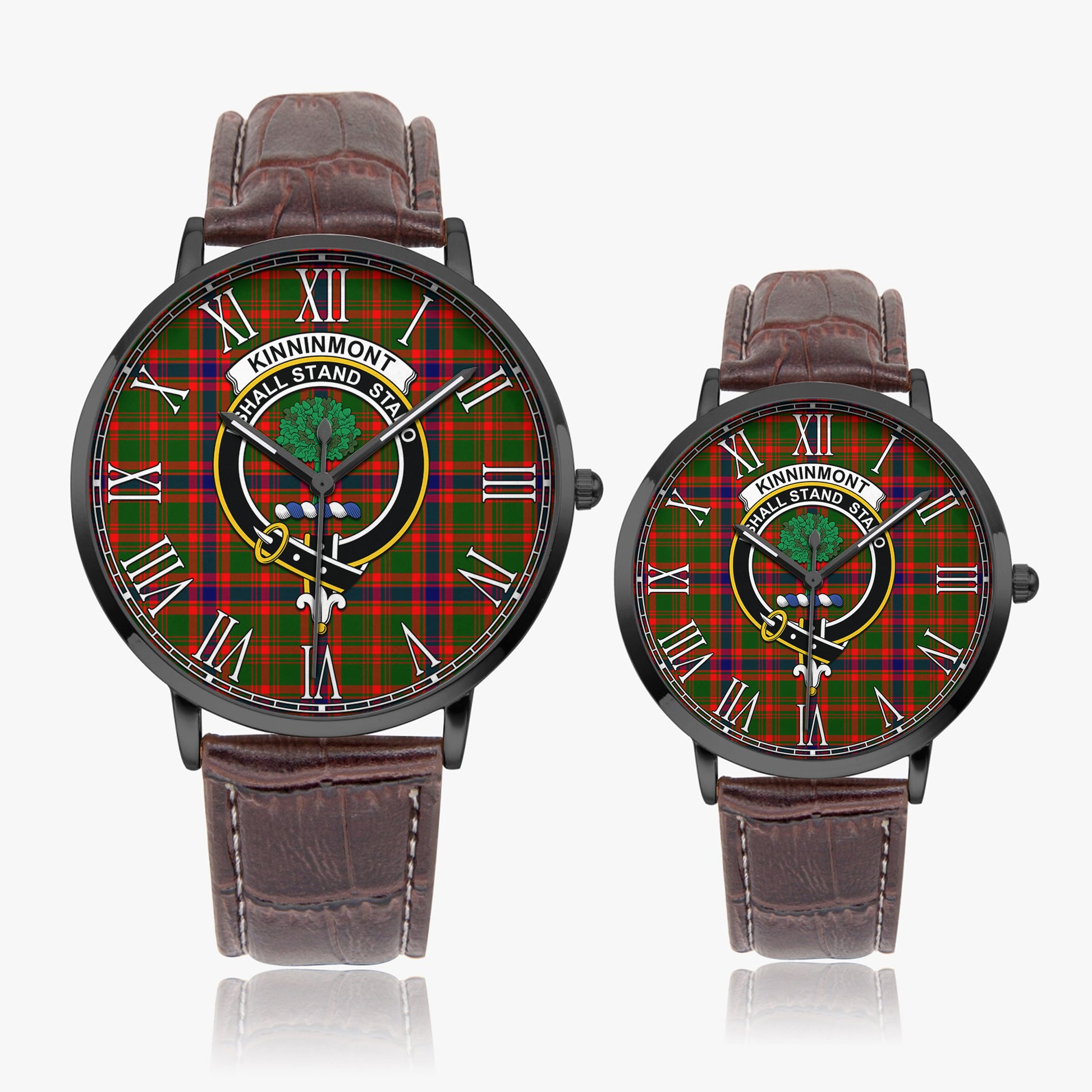 Kinninmont Tartan Family Crest Leather Strap Quartz Watch - Tartan Vibes Clothing