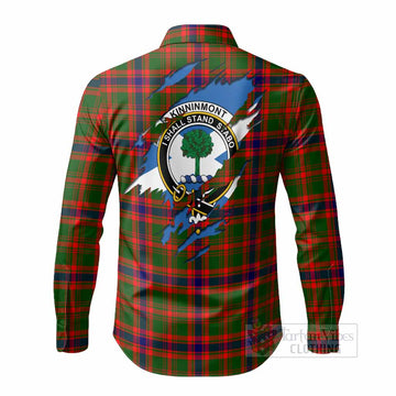 Kinninmont Clan Crest In Me Tartan Long Sleeve Button Shirts Scotland Flag Style