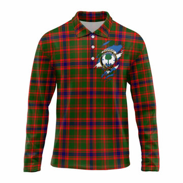 Kinninmont Clan Crest In Me Tartan Long Sleeve Polo Shirt Scotland Flag Style