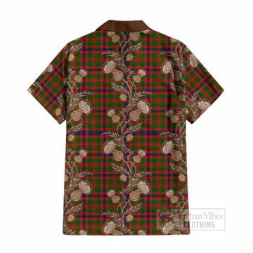 Kinninmont Tartan Cotton Hawaiian Shirt Seamless Scottish Thistle Flowers
