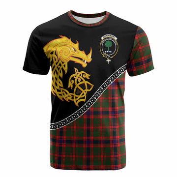 Kinninmont Tartan Crest Cotton T-shirt Legendary Dragon Knot Half Style