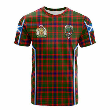 Kinninmont Tartan Crest Cotton T-shirt Scotland Coat of Arm Flag Style