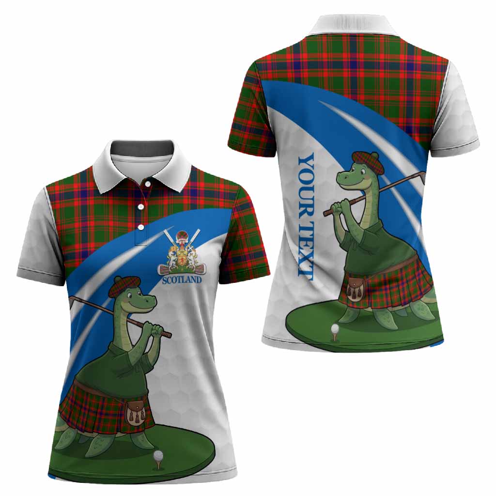Kinninmont Tartan Crest Golf Nessie Women Polo Shirt Loch Ness Monster Sporty Style