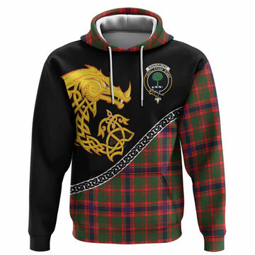 Kinninmont Tartan Crest Hoodie Legendary Dragon Knot Half Style