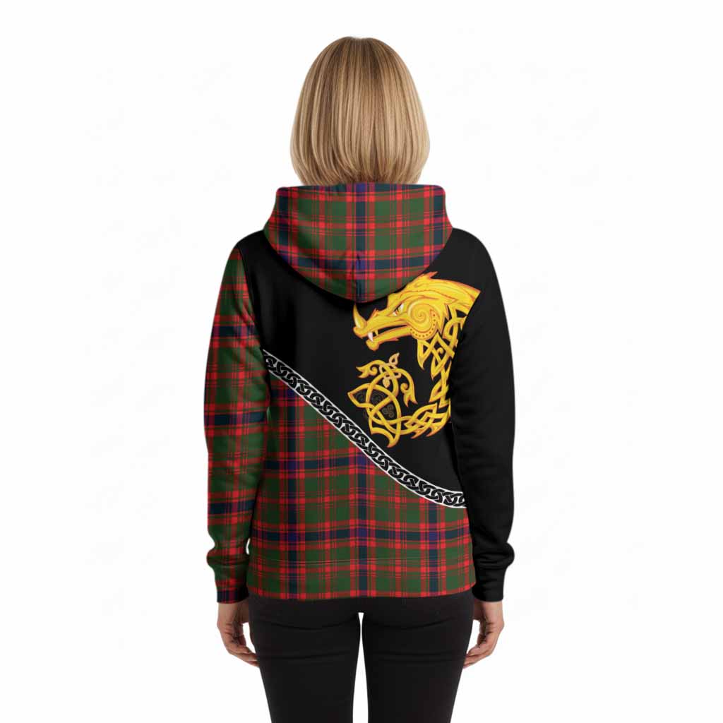 Kinninmont Tartan Crest Hoodie Legendary Dragon Knot Half Style