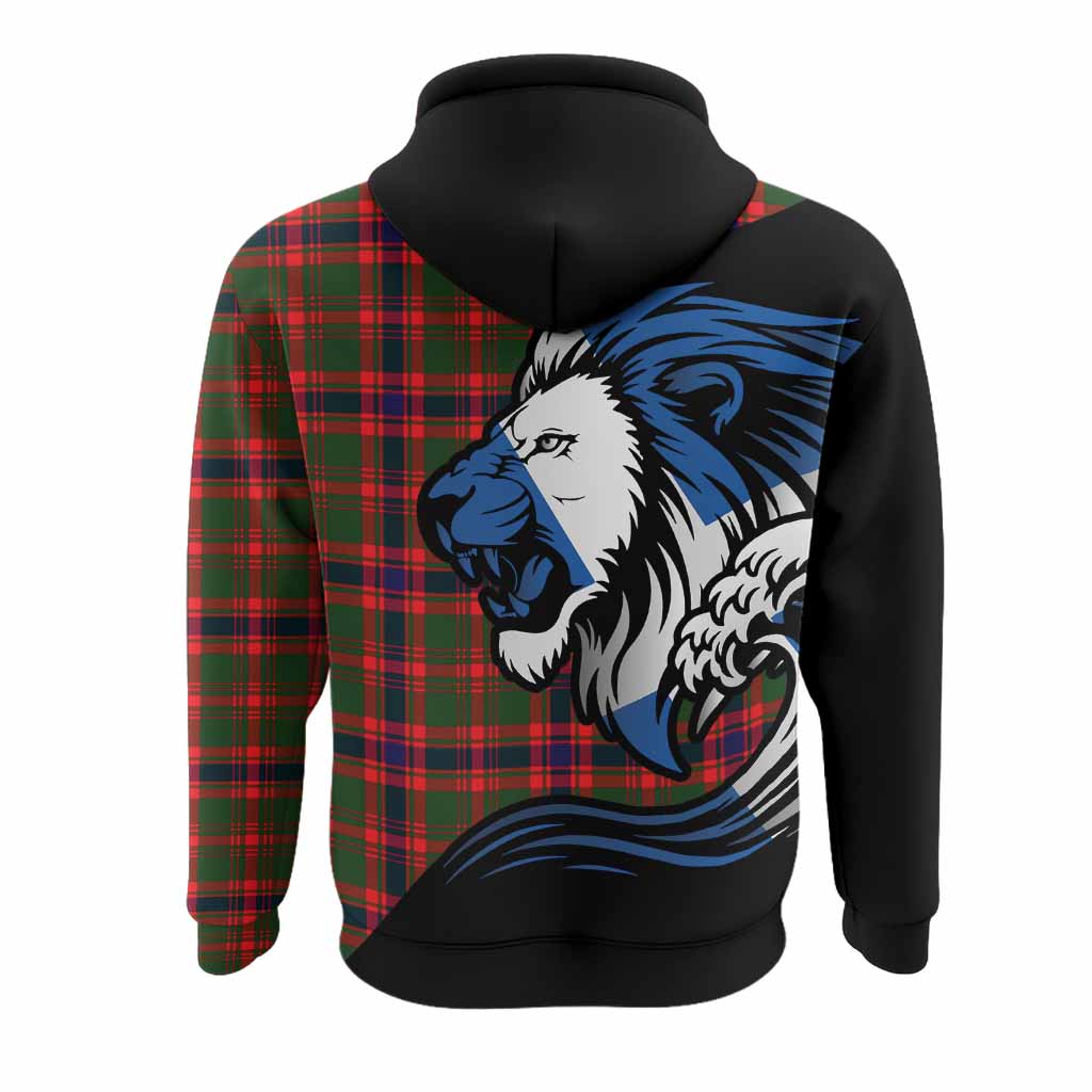 Kinninmont Tartan Crest Hoodie Scottish Golden Lions Wave Flow