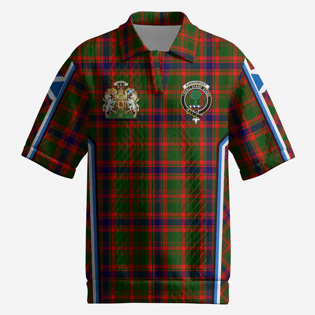 Kinninmont Tartan Crest Men’s Polo Sweater Top Scotland Coat of Arm Flag Style