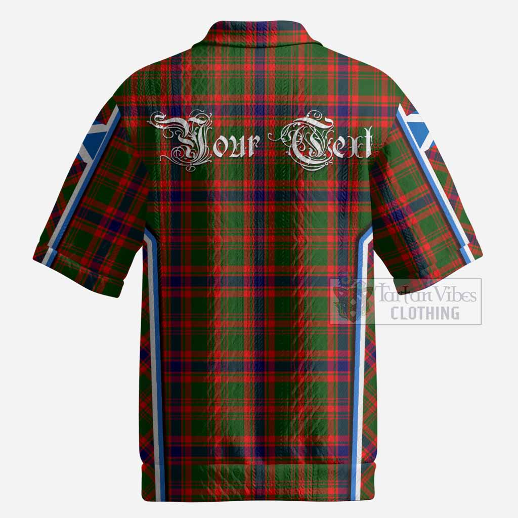 Kinninmont Tartan Crest Men’s Polo Sweater Top Scotland Coat of Arm Flag Style