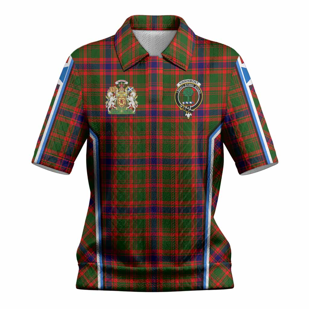 Kinninmont Tartan Crest Women’s Polo Sweater Top Scotland Coat of Arm Flag Style