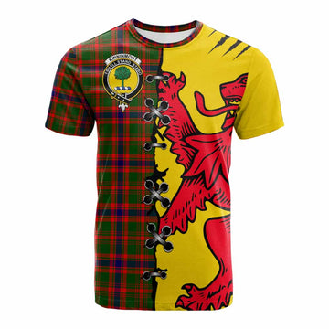 Kinninmont Tartan Family Crest Cotton T-shirt Lion Rampant Honor
