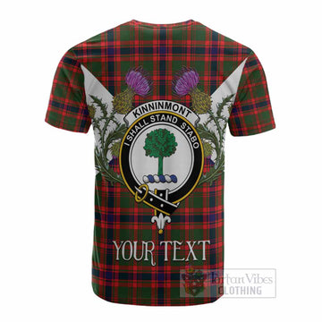 Kinninmont Tartan Family Crest Cotton T-shirt Scottish Burns Night Thistle Floral