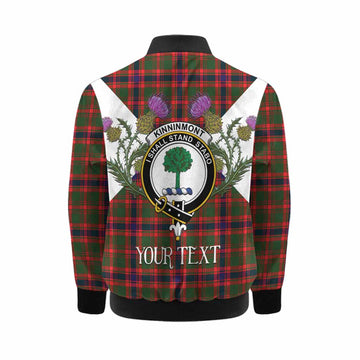 Kinninmont Tartan Family Crest Kid Bomber Jacket Scottish Burns Night Thistle Floral