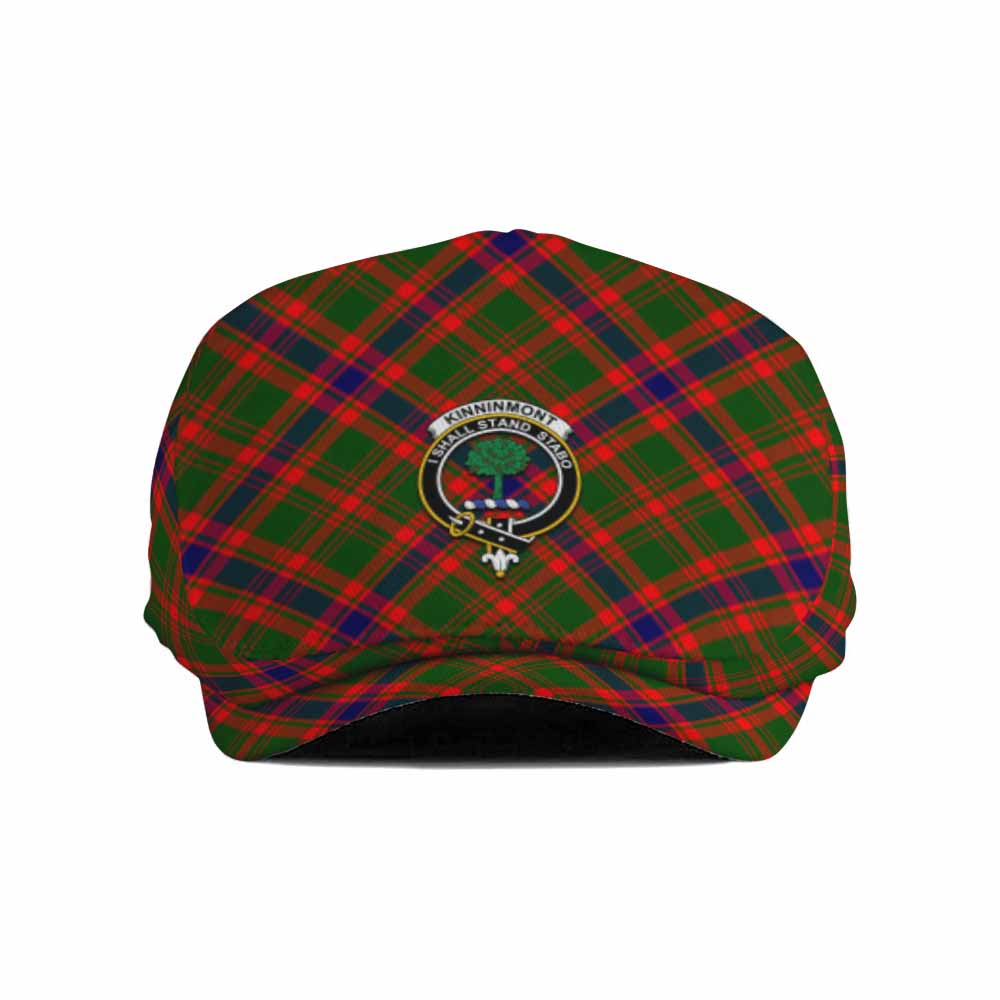 Kinninmont Tartan Flat Cap, Jeff Cap Cross Style with Family Crest - Tartan Vibes Clothing
