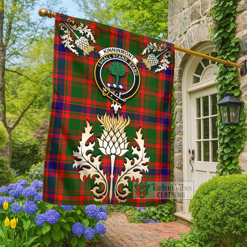 Kinninmont Tartan Garden Flag with Golden Regal Scottish Thistle Emblem - Tartan Vibes Clothing