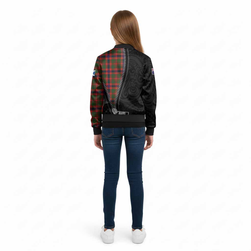 Kinninmont Tartan Kid Bomber Jacket New Zealand Pattern Unique Zipper Stylized