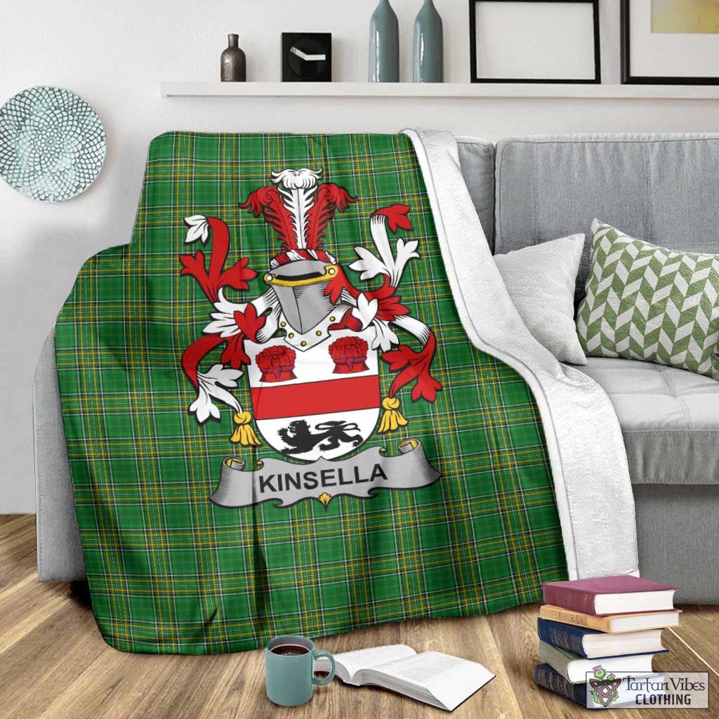 Kinsella Irish Clan Tartan Blanket with Coat of Arms - Tartan Vibes Clothing