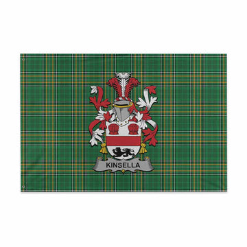 Kinsella Irish Clan Tartan House Flag with Coat of Arms