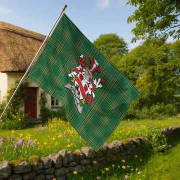 Kinsella Irish Clan Tartan House Flag with Coat of Arms