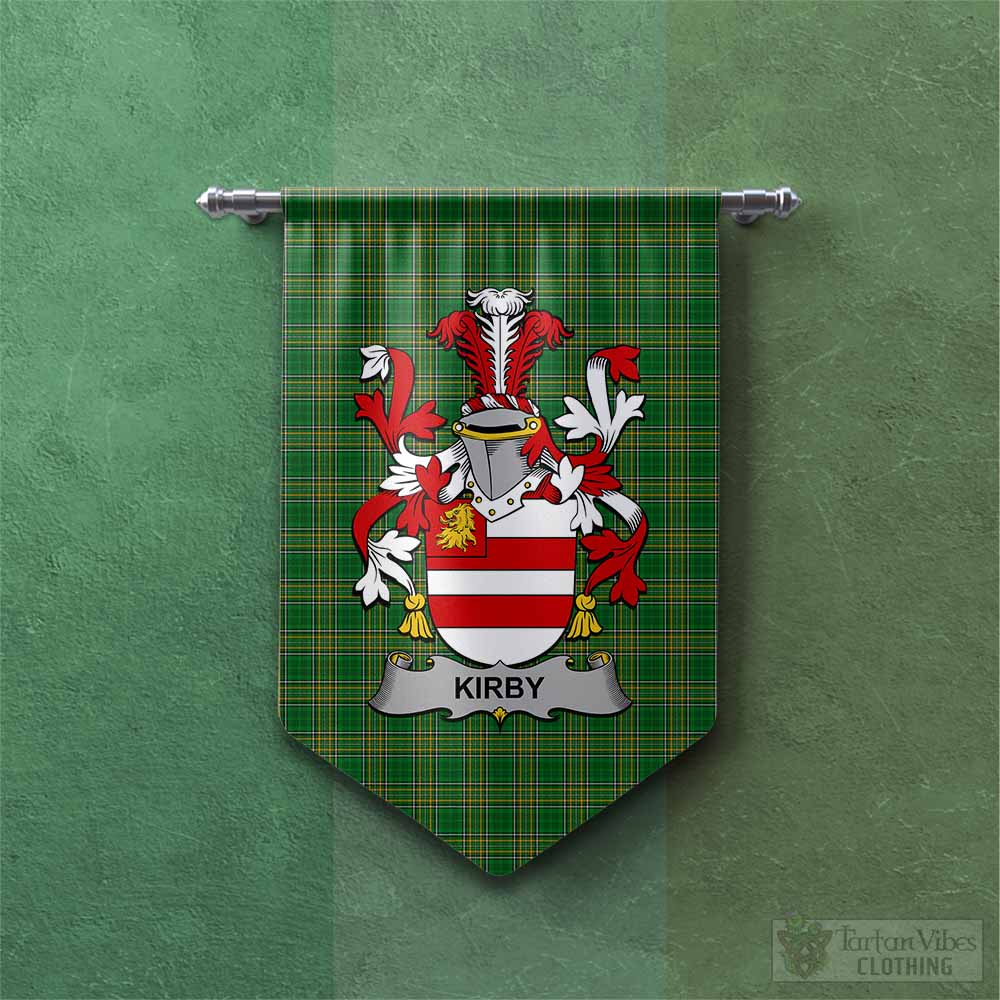 Tartan Vibes Clothing Kirby Irish Clan Tartan Gonfalon, Tartan Banner with Coat of Arms
