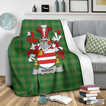 Tartan Vibes Clothing Kirby Irish Clan Tartan Blanket with Coat of Arms