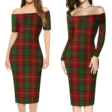 Kirk Tartan Off Shoulder Lady Dress Women's Dress - Tartan Vibes Clothing