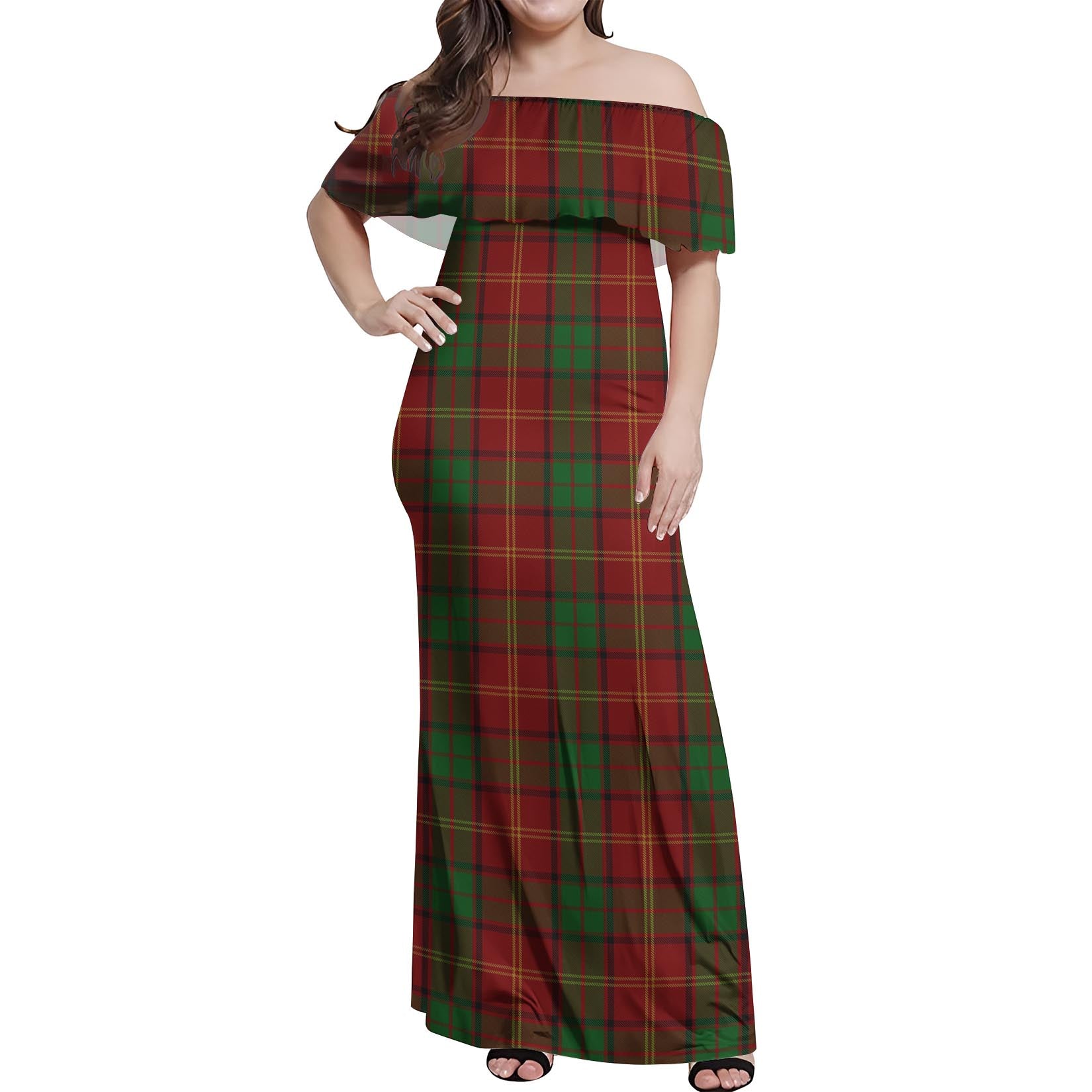 Kirk Tartan Off Shoulder Long Dress Women's Dress - Tartan Vibes Clothing