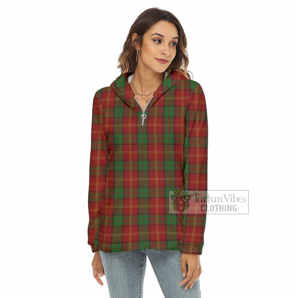 Kirk Tartan Women's Borg Fleece Hoodie with Half Zip - Tartan Vibes Clothing