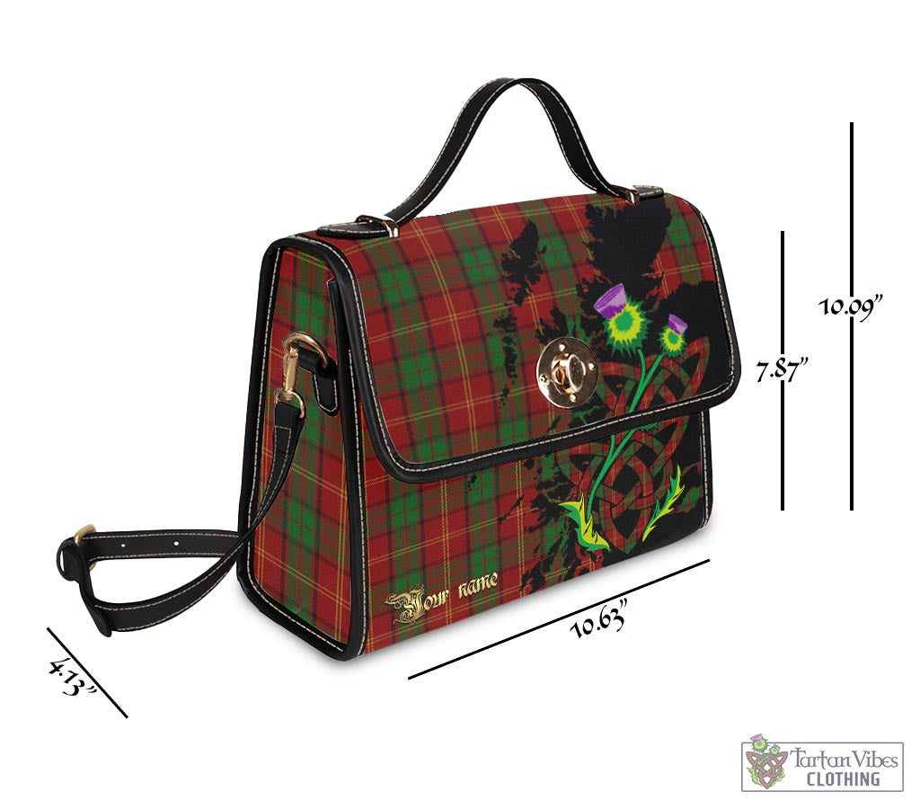 Tartan Vibes Clothing Kirk Tartan Waterproof Canvas Bag with Scotland Map and Thistle Celtic Accents