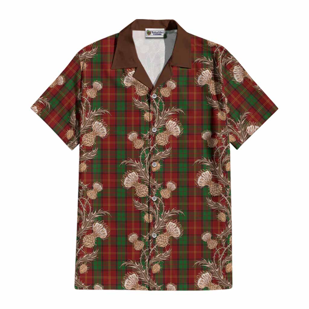 Kirk Tartan Cotton Hawaiian Shirt Seamless Scottish Thistle Flowers