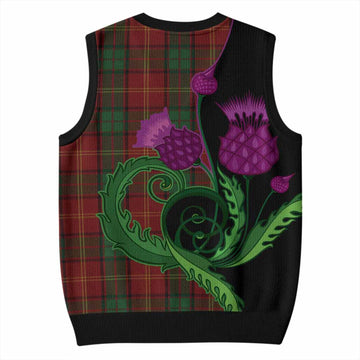 Kirk Tartan Knitted V-Neck Vest Traditional Scottish Thistle