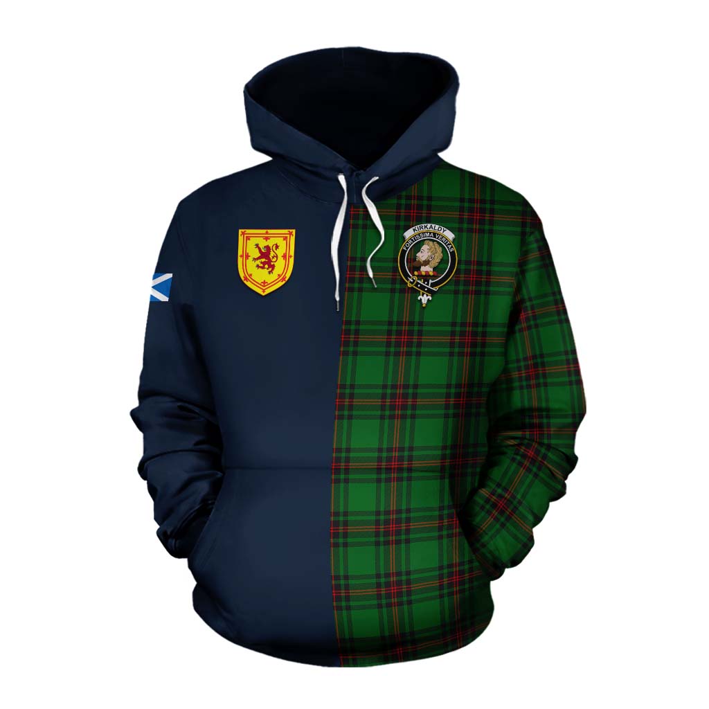 Tartan Vibes Clothing Kirkaldy Tartan Cotton Hoodie Alba with Scottish Lion Royal Arm Half Style