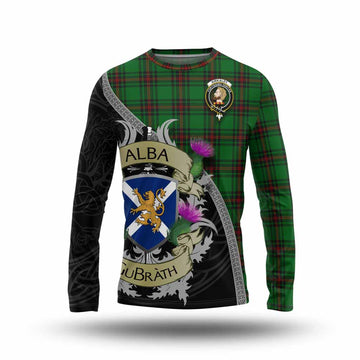 Tartan Vibes Clothing Kirkaldy Tartan Family Crest Long Sleeve T-Shirt Lion Rampant Royal Thistle Shield Celtic Inspired