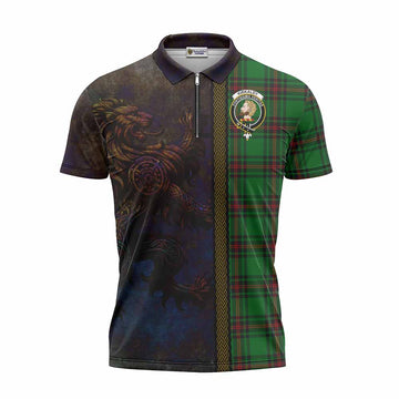 Kirkaldy Tartan Family Crest Zipper Polo Shirt Alba Gu Brath Be Brave Lion Ancient Style