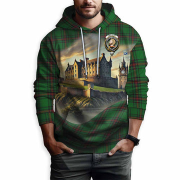 Kirkaldy Tartan Family Crest Hoodie with Scottish Ancient Castle Style