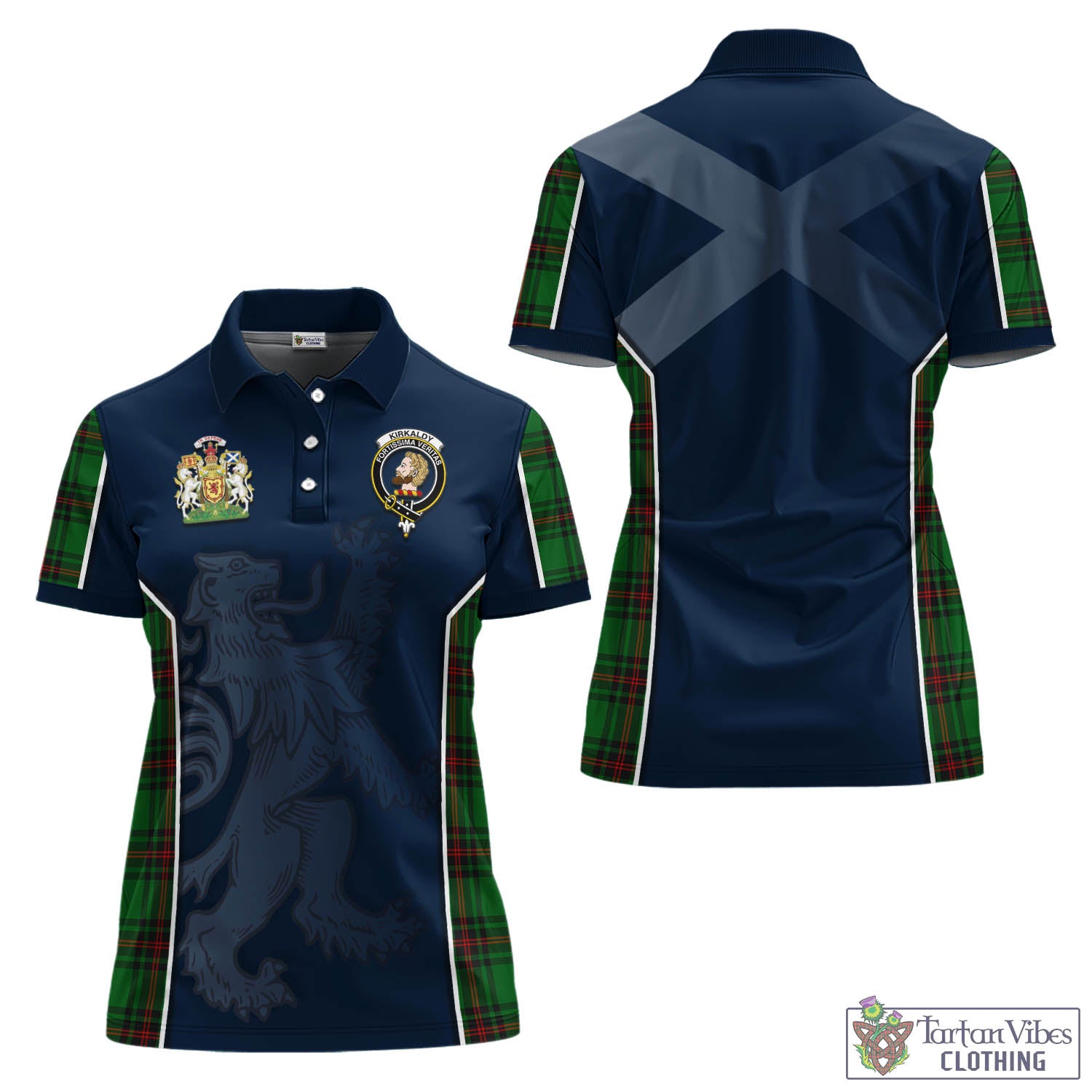 Tartan Vibes Clothing Kirkaldy Tartan Women's Polo Shirt with Family Crest and Lion Rampant Vibes Sport Style
